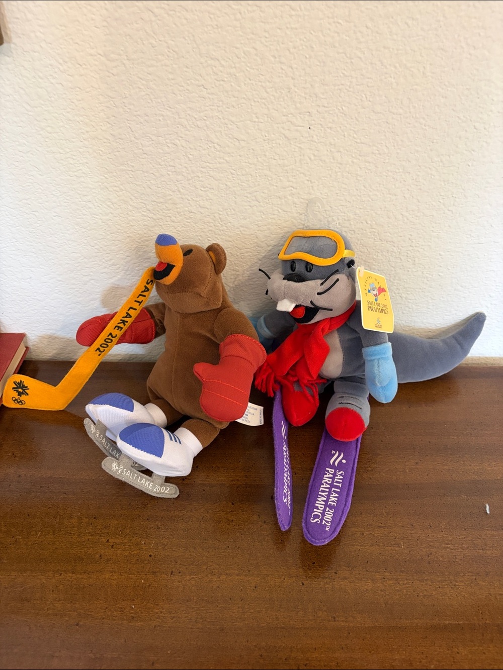 Salt Lake 2002 Paralympics Olympics Plush Mascots Otto - Gray Otter & Bear
